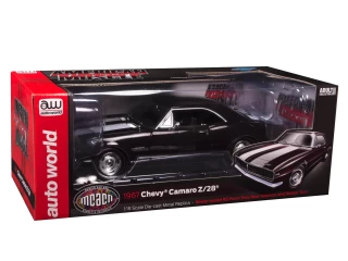 Chevrolet Camaro Z/28 RS (MCACN) Royal Plum with White Sport Stripes on hood and deck lid. Auto World 1:18