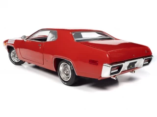 Plymouth Road Runner GTX 1972 Rallye Red with White Tank Track Stripes Auto World 1:18