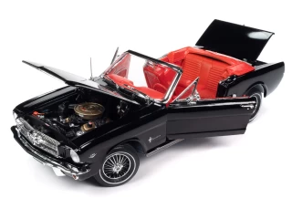 Ford Mustang Convertible 1964.5 Raven Black with red interior Auto World 1:18