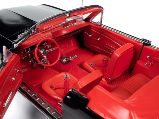 Ford Mustang Convertible 1964.5 Raven Black with red interior Auto World 1:18