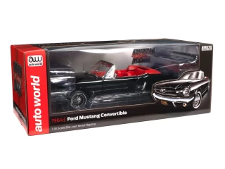 Ford Mustang Convertible 1964.5 Raven Black with red interior Auto World 1:18