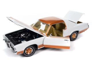 Pontiac Grand Prix (Royal Bobcat) 1969  Firefrost Gold and Cameo White Auto World 1:18