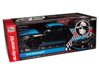 Ford Mustang Petty`s Garage 2016 Black with Petty Blue Stripes Auto World 1:18