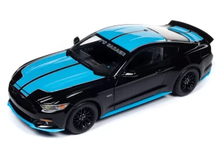 Ford Mustang Petty`s Garage 2016 Black with Petty Blue Stripes Auto World 1:18