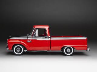 Ford F-100 1965 Custom Cab Pickup – Rangoon Red / Black SunStar Metallmodell 1:18