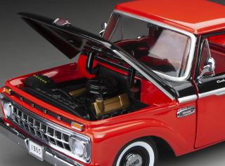 Ford F-100 1965 Custom Cab Pickup – Rangoon Red / Black SunStar Metallmodell 1:18