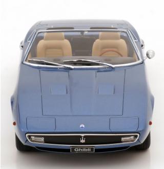 Maserati Ghibli Spyder 1970 hellblau-metallic mit Alufelgen KK-Scale 1:18 Metallmodell (Türen, Motorhaube... nicht zu öffnen!)