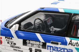 Mazda 323 GTX Gr.A 1000 Lakes Rally 1991 T. MÄKINEN OttO mobile 1:18 Resinemodell (Türen, Motorhaube... nicht zu öffnen!)