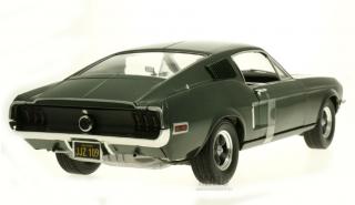 Ford Mustang GT fastback 1968  from the movie Bullit with Steve McQueen. In 100% Bullit movie car packaging, highland green with black interior Greenlight 1:18