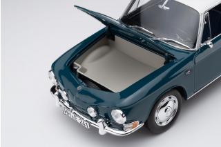 Volkswagen Karmann Ghia Typ 34 sea blue / white top \"Limited 1000 pieces\" - Sticker on the box Norev 1:18 Metallmodell 2 Türen, Kofferraum und Motorhaube  zu öffnen!