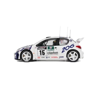 PEUGEOT 206 WRC WHITE TOUR DE CORSE 1999 G. Panizzi / H. Panizzi OttO mobile 1:12 Resinemodell (Türen, Motorhaube... nicht zu öffnen!)